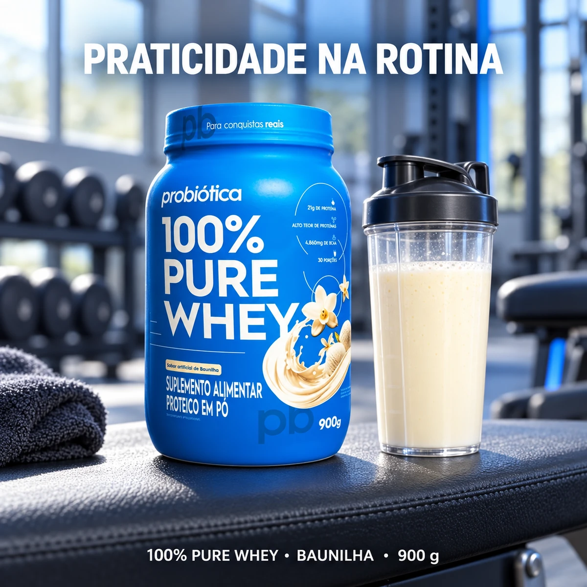 100% Pure Whey 900g - PROBIÓTICA, foto 4