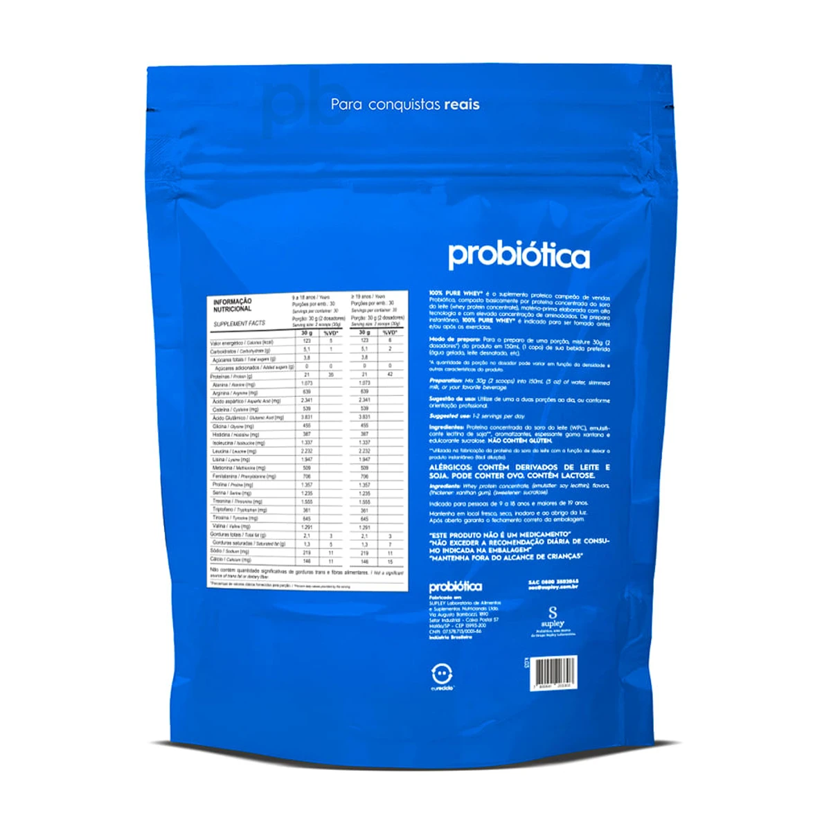 100% Pure Whey Refil 900g - PROBIÓTICA, foto 5