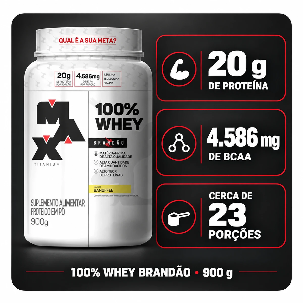 100% Whey Rafael Brandão 900g - MAX TITANIUM, foto 3