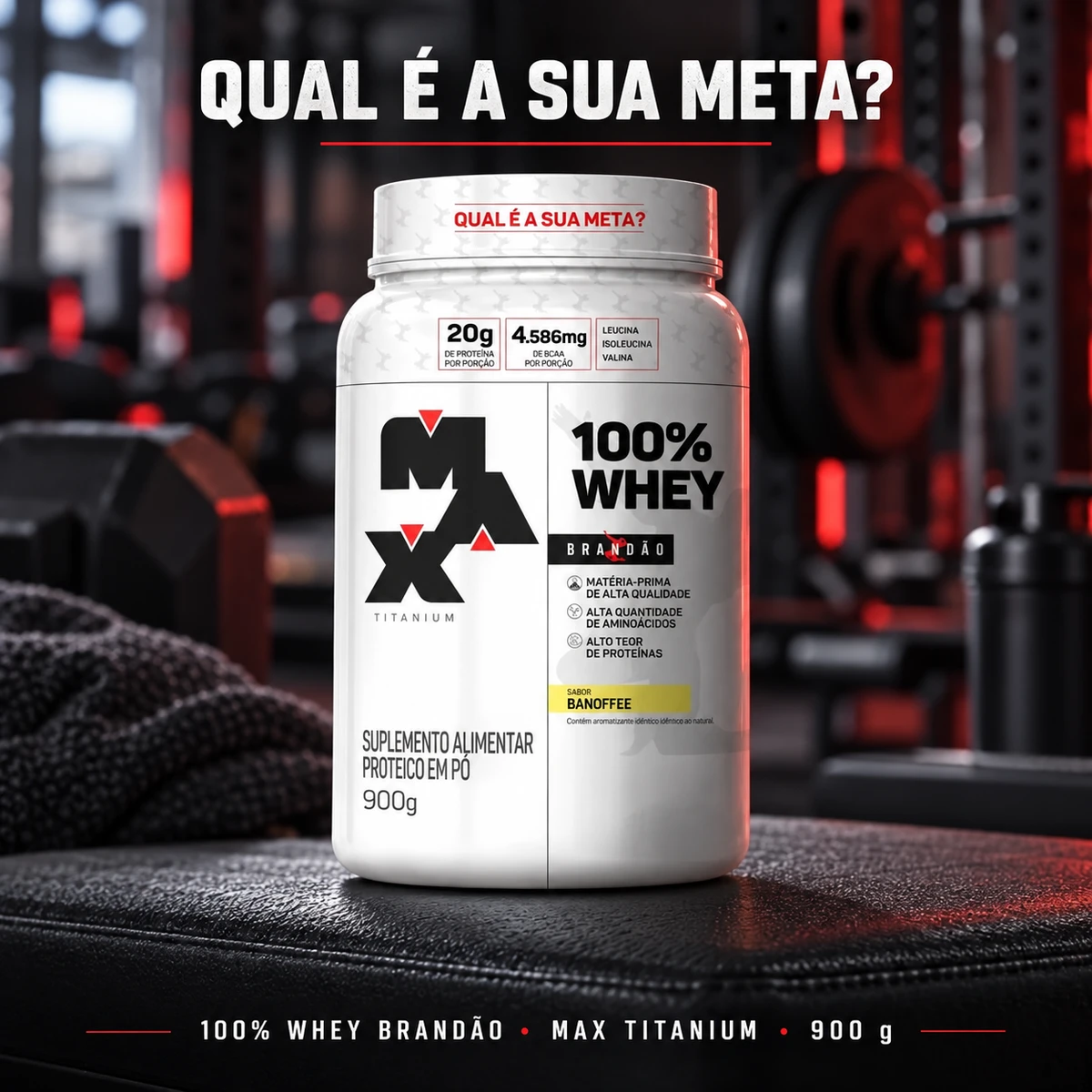100% Whey Rafael Brandão 900g - MAX TITANIUM, foto 4