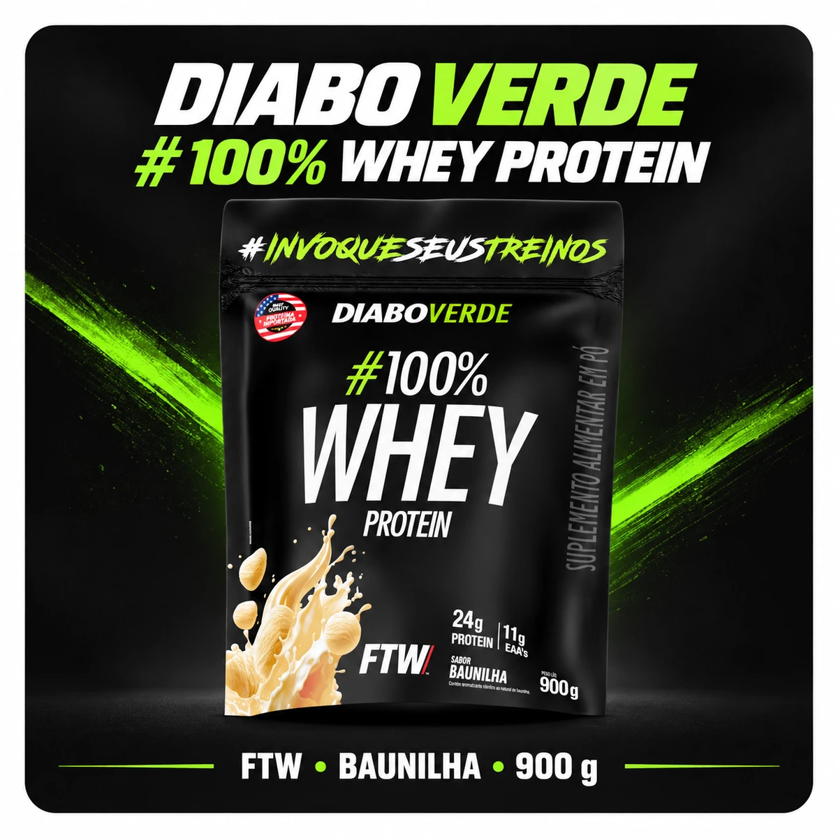 Diabo Verde 100% Whey Refil 900g - FTW, foto 2