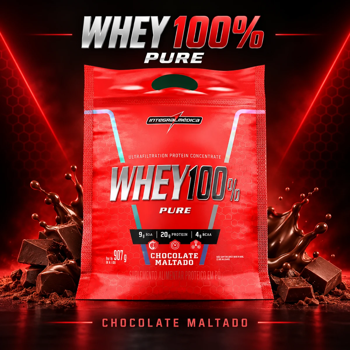 Whey Protein 100% Pure 907g - INTEGRALMÉDICA, foto 2