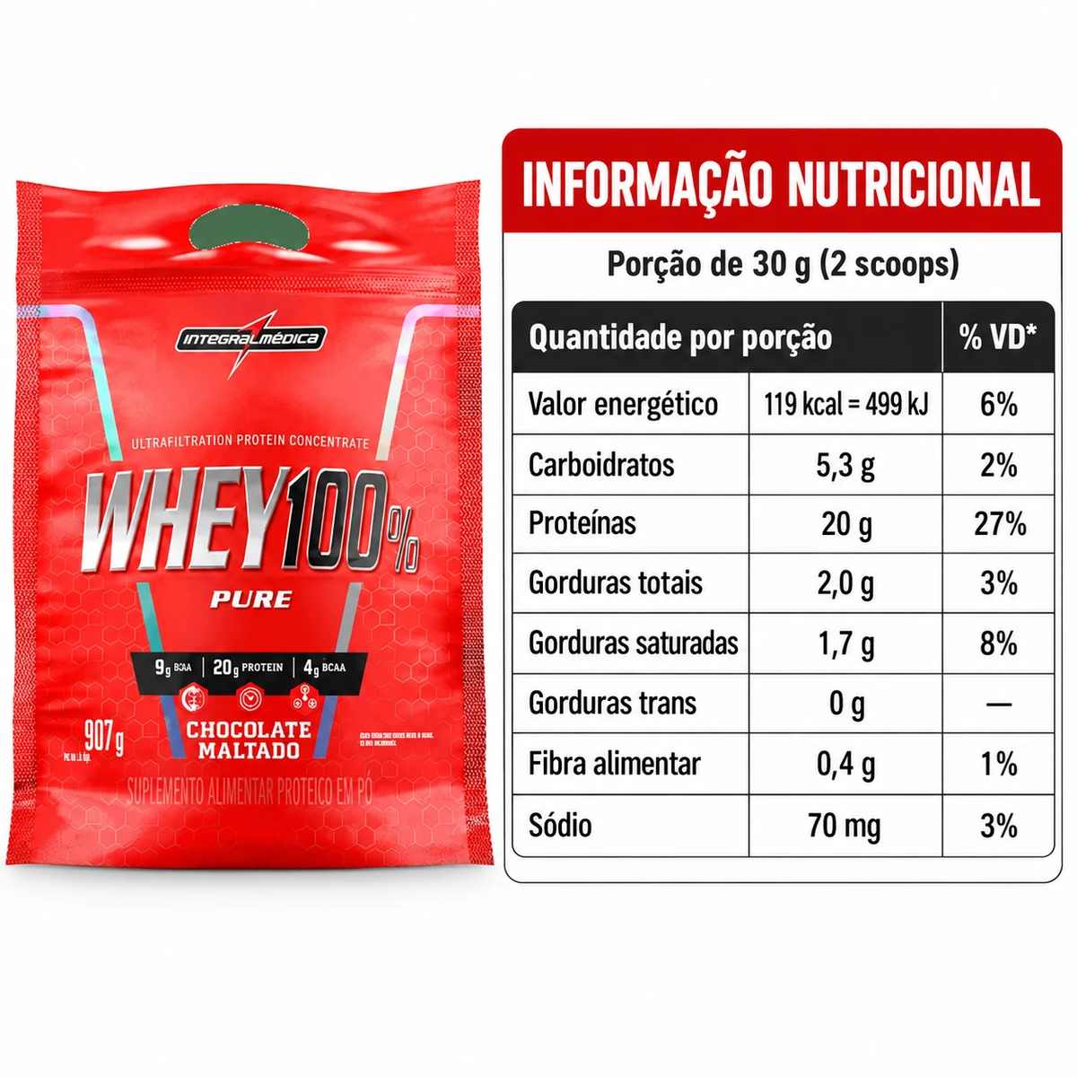 Whey Protein 100% Pure 907g - INTEGRALMÉDICA, foto 5