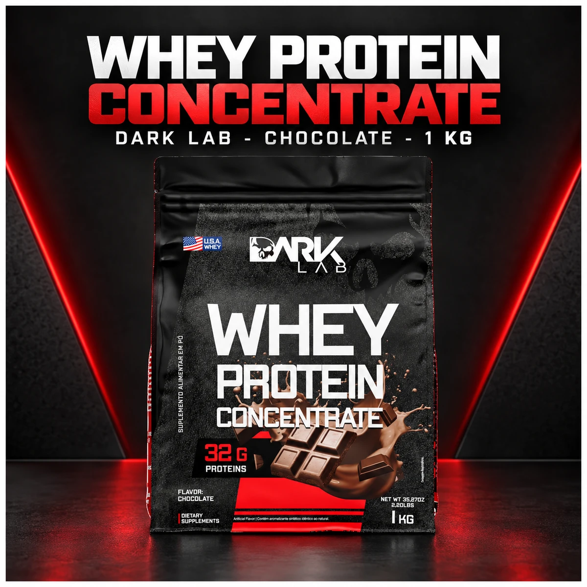 Whey Protein 100% Pure Concentrado 1kg - DARK LAB, foto 2