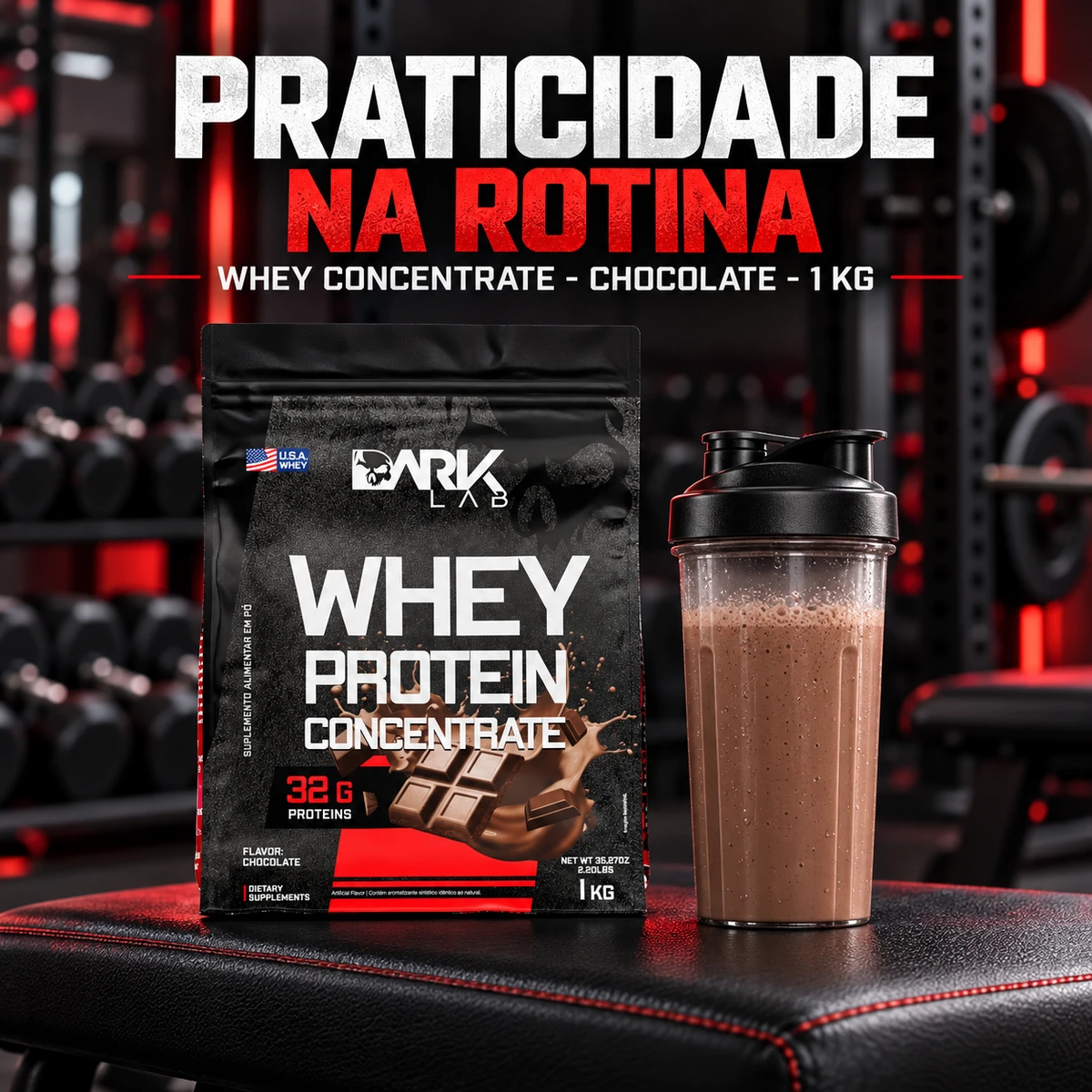 Whey Protein 100% Pure Concentrado 1kg - DARK LAB, foto 4