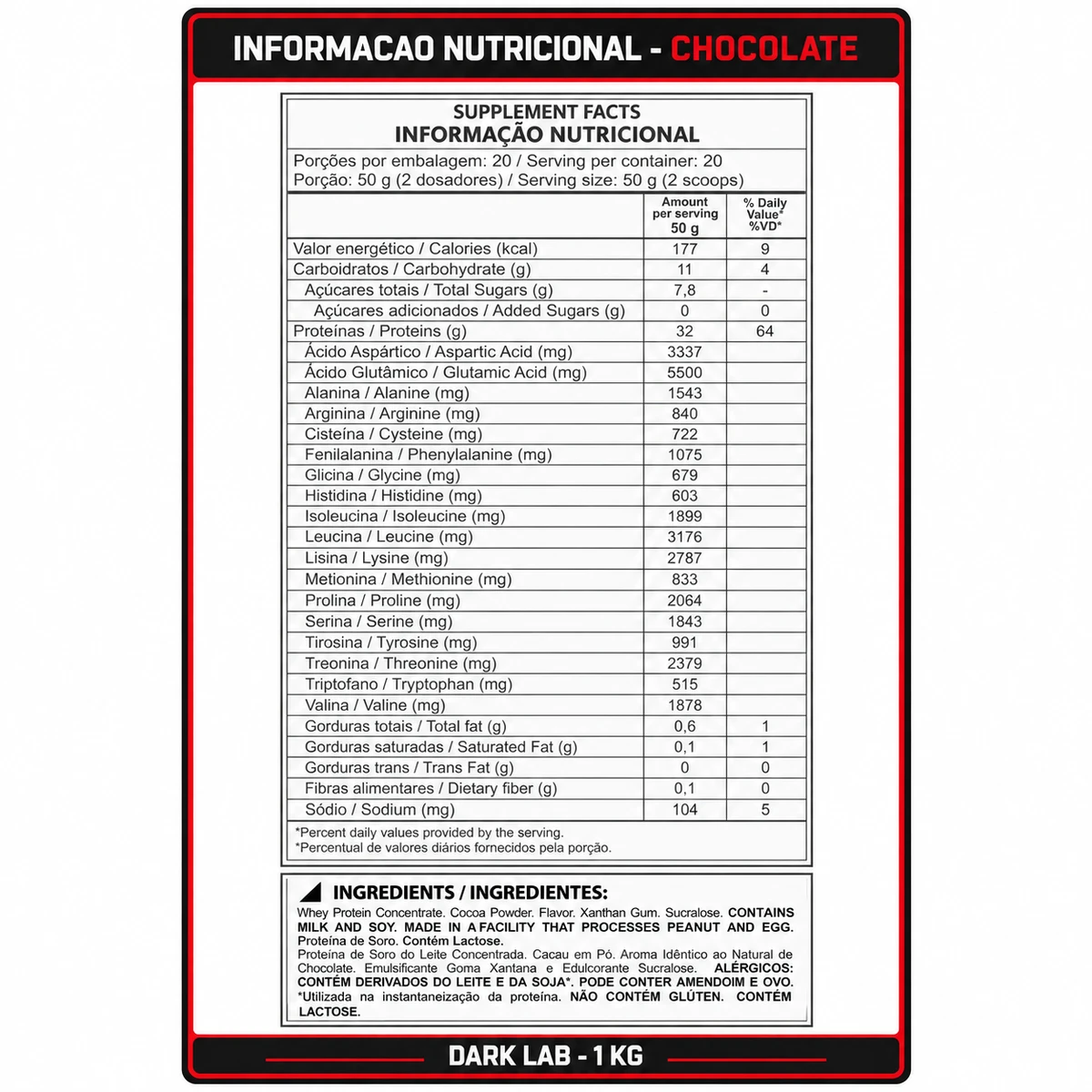 Whey Protein 100% Pure Concentrado 1kg - DARK LAB, foto 5