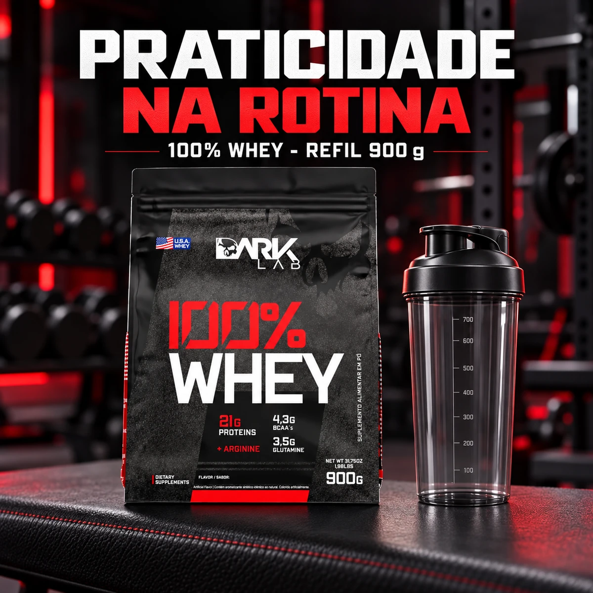 Whey Protein 100% Pure Refil 900g - DARK LAB, foto 4