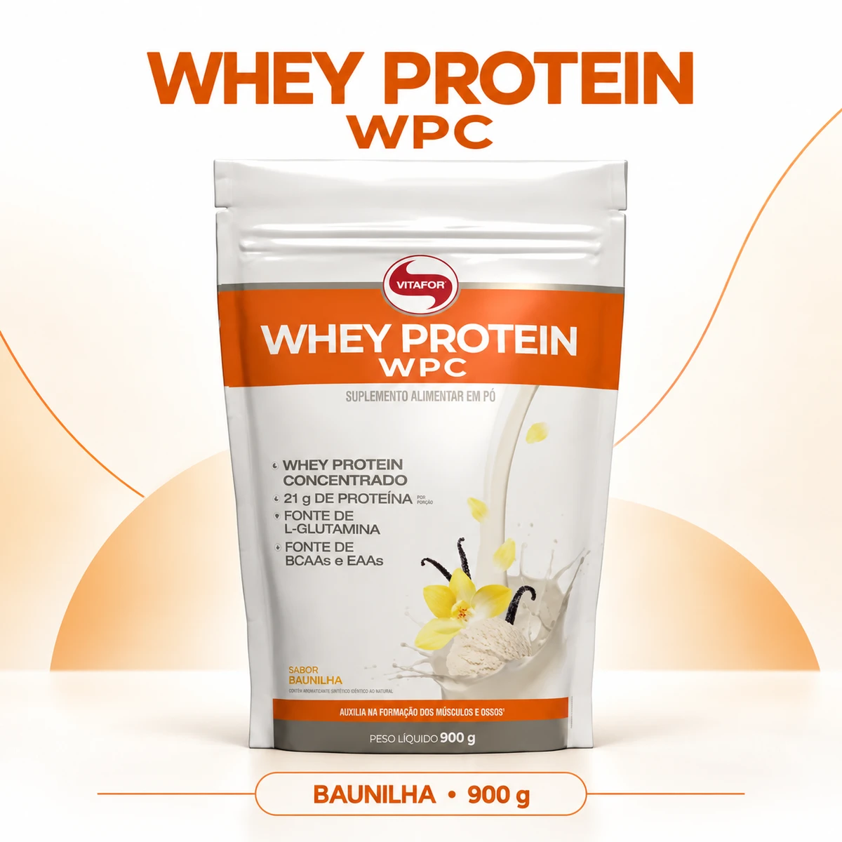 Whey Protein WPC 900g - VITAFOR, foto 2